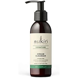 Sukin Signature Reinigingscrème, 125 ml, verwijdert make-up en vuildeeltjes en hydrateert de huid, met rozenbottel, avocado, tarwekiemen en sesam, veganistisch