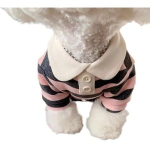 Hondenkleding Schnauzer Teddy York Shire Poloshirt Zomerjurk Gestreept T-shirt for huisdieren Hondenkostuum Zachte trui for hondenpuppy (Color : Pink, Size : S)