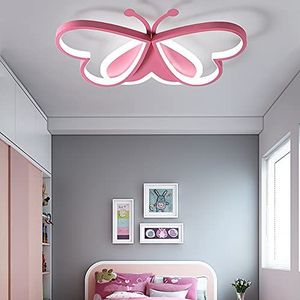 Fetcoi Kinderkamer plafondlamp roze vlinder design moderne LED plafondlamp 90W kinderlamp voor meisjes slaapkamer restaurant decor interieur verlichting kinderkamer lamp