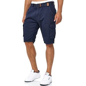 Indicode Heren Monroe Cargo Shorts | Korte broek met riem Navy 3XL