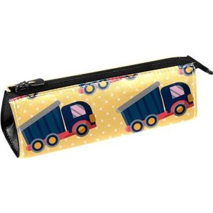 VAPOKF Truck Toyes op Polka Dots Geel Pen Tas Briefpapier Pouch Potlood Tas Cosmetische Pouch Tas Compacte Rits Tas, Meerkleurig, 5.5 ×6 ×20CM/2.2x2.4x7.9 in, Tas Organizer