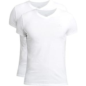 GANT Lounge Essentials T-shirt voor heren, 2 stuks, met V-hals, meerkleurig, wit, XL