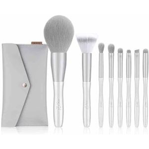 MQPALZKD 8 zilveren sneeuwmake-upborstelsets, volledige set lipborstels, oogschaduw, poederblusherpoederborstels, schoonheidstools