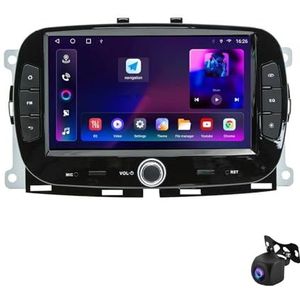 Android 12 Auto Bluetooth Radio 7 Inch Touch Screen Auto Radio Spelers voor FIAT 500 2016-2019 met Navi GPS autoradio Ondersteunt 4G WiFi USB Stuurbediening Mirror Link RDS(XY6 8Core 2+32G)