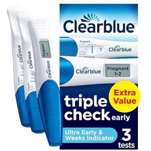 Clearblue Drievoudig combinatiepakket voor zwangerschapstesten, 6 dagen resultaten (visuele balk), geeft aan hoeveel weken (digitale balk) 3 stuks