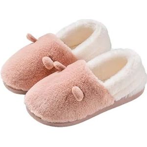 JadeRich Vrouwen Leuke Dier Winter Schoenen Zachte Fleece Katoen Indoor Slippers Memory Foam Antislip, roze, 8/9 UK