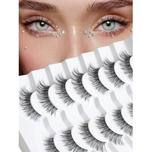 Wimpers Wispy Natuurlijke Kattenwimpers 15 mm Valse Wimpers Wispy Wispy Wimpers 3D Volume Strip Wimpers Dunne Katoenen Band Zachte Nep Wimpers Nertsen Wimpers Pack 7 paar