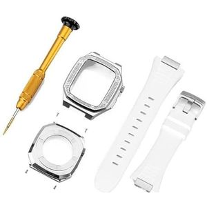 OFWAX Roestvrij stalen horlogekast riem modificatiekit, voor Apple Watch Band 9 8 7 6 5 4 SE 44 mm 41 mm 45 mm serie horloge vervangen upgrade siliconen band metalen behuizing, 44MM, agaat