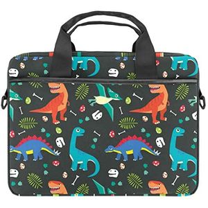 Eiffel Toren En Sneeuw Patroon Laptop Schouder Messenger Bag Crossbody Aktetas Messenger Sleeve Voor 13 13.3 14.5 Inch Laptop Tablet Beschermen Tote Bag Case, Dinosaur Dier, 11x14.5x1.2in /28x36.8x3 cm