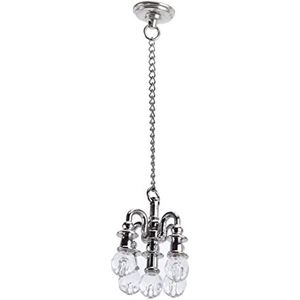 1:12 Poppenhuis Miniatuur Lamp Kleur Blijvende Kleine Poppenhuis Licht Levendige Mini Lamp Geschenken voor Decoratie (Zilver)