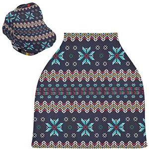Blauwe Etnische Bohemen Baby Autostoelhoes Luifel Stretchy Verpleging Covers Ademend Winddicht Winter Sjaal voor Baby Borstvoeding Jongens Meisjes