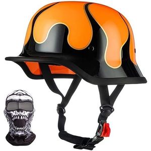 Retro Vintage Open Helmen Duitse motorfiets halve helm, pet voor dames heren volwassenen met verstelbare snelsluiting, scootercruiserfiets, ECE goedgekeurd F,XXL63-64CM