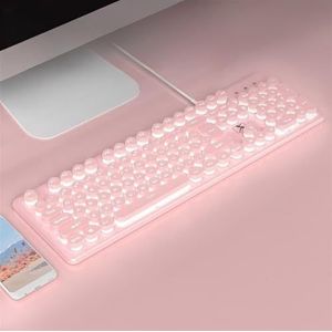 Mechanical Touch Keyboard Mouse Set -PYRIOLHI- Color back Esports game Punk Mute keyboard - Pink ladies keyboard(Pink)