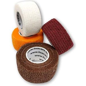 LisaCare Vingerpleisters lang, set van 4 rollen, elastische, waterdichte, stof- vet- en vuilafstotende pleisters, kleurenmix 4-4 rollen à 2,5 cm x 4,5 m