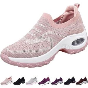 KIKIATA Orthoture Damesschoenen, Comfort Mesh Wandelschoenen voor dames, instappers met licht luchtkussen, orthopedische sneakers, lichtgewicht ademende boogondersteuning, sneakers voor dames (roze,