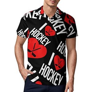 I Love Hockey heren golf poloshirt zomer korte mouw T-shirt casual sneldrogende T-shirts 3XL