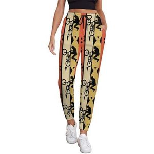 Retro 1970 Stijl BMX Joggingbroek Voor Vrouwen Hoge Taille Joggers Casual Lounge Broek Met Zakken Voor Workout Running