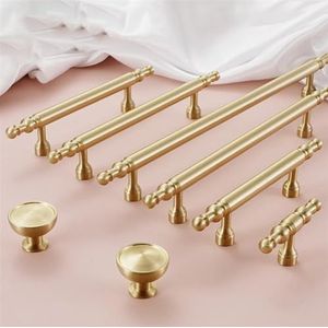 KGUDINZI Franse luxe massief koperen handvat kast wijn handvat lade T bar pull vlek messing kledingkast Kitchenr handvat voor meubels 1 stuk (kleur: 128 mm)