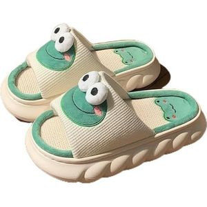 2023 Vrouwen Winter Platte Katoenen Slippers Dikke Zool Leuke Konijn Pluizige Warme Thuis Indoor Schoenen Koppels Harige Pluche Katoenen Schoenen, 3-Kikker, 40-41