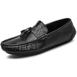 Loafers for heren, ronde neus, mocassins van PU-leer, schoenen met platte hak, antislip, flexibele gala-instappers (Color : Black, Size : 39 EU)