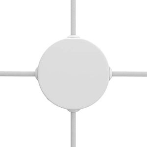 creative cables Set van mini-rozet van metaal met 4 zijdelingse gaten (verdeeldoos) - mat wit