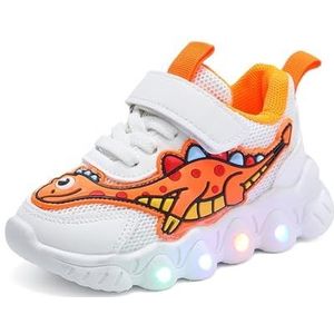 LED Verlichte Sportschoenen, Unisex Kinderen Cartoon Kleine Dinosaurus Flitstrainers For Jongens En Meisjes Ademend Mesh Antislip Knipperende Lichtgevende Mode Sneakers Indoor Sportschoenen (Color :