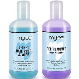 Mylee nagelgellak prep wipe + gelremover, nagelreiniger UV LED manicure aceton 2x250ml