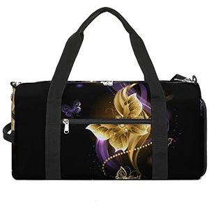 Magic Gold Vlinders Reizen Gym Tas met Schoenen Compartiment En Natte Pocket Grappige Tote Bag Duffel Bag voor Sport Zwemmen Yoga