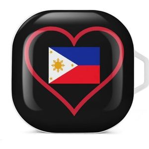 I Love Philippines rood hart oortelefoon hoesje compatibel met Galaxy Buds/Buds Pro schokbestendig hoofdtelefoon hoesje wit stijl