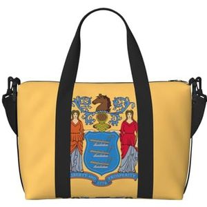 XTYGETY Vlag Van New Jersey Rits Tote Tassen Voor Vrouwen Ruime Reistas Voor Weekend Getaways Duffle Bag Voor Mannen, Zwart, Eén maat