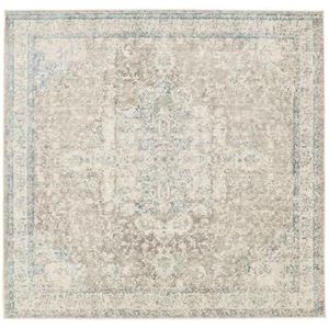 Rugvista Nadia, Vloerkleden, Laagpolig, 200 x 200 cm, Vierkant, Modern Tapijt, Polypropyleen, OEKO-TEX standard 100 kwaliteit, Hal, Slaapkamer, Keuken, Woonkamer, Eetkamer, Kantoor, Crème/Grijze