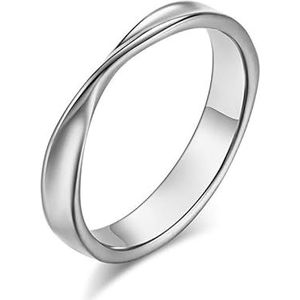 ForTitanium Steel Möbius Ring Ring for koppels Roestvrij stalen handsieradenring for koppels (Color : Steel color without diamonds, Size : 8#)