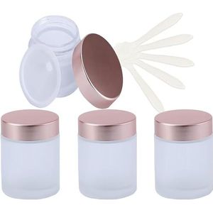 Cosmetische potten, 4-pack 15 ml lege gezichtscrème-opslagcontainers potten met rozendeksel, matglazen cosmetische potten