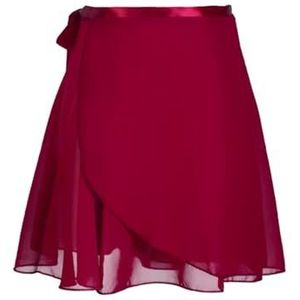 Chiffon Dans Rokken Dans Chiffon Rok Pure Kleur Bloemenprint Praktijk Ballet Dans Kostuum Vrouwen Kinderen Voor Skate Gymnastiek, W-rood, XL(Height 160-175cm)