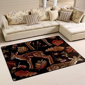 Gebied tapijten 100x150cm, vintage herten gebied tapijten voor slaapkamer wasbaar flanel mat tapijt decoratie kantoormatten, voor woonkamer, achtertuin