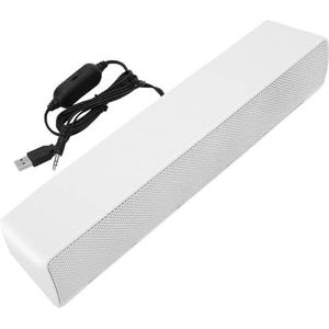 Soundbar Stereo bekabelde USB-muziekspeler Bass Surround Sound Box 3,5 mm ingang voor pc-mobiele telefoons(Wit)
