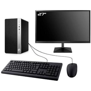 PC HP ProDesk 400 G5 MT, display 27 inch Intel I3-8100 RAM, 32 GB SSD, 480 GB, W11 WiFi (gereviseerd)