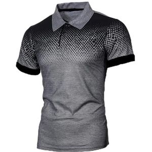 LQHYDMS T-shirts Mannen Mannen Shirt Tennis Shirt Dot Grafische Plus Size Print Korte Mouw Dagelijkse Tops Basic Streetwear Golf Shirt Kraag Business, Donkergrijs Zwart B, XL