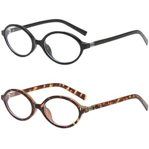 HDGSAFD 2 stuks ovale bril anti-blauw licht leesbril voor vrouwen retro mode oogbescherming accessoires, Zwart, Eén maat