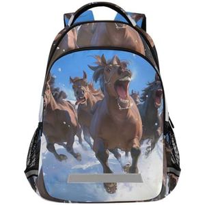 Wzzzsun Leuke Grappige Dikke Paard Dier Rugzak Boekentas Reizen Dagrugzak School Laptop Tas Voor Tieners Jongen Meisje Kids, Leuke mode, 11.6L X 6.9W X 16.7H inch