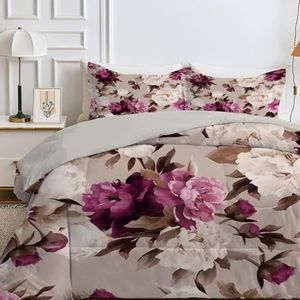 SYHIEGO Chick dekbed 240x220 cm, all-season wasbaar, plantenpatroon, zachte slaapdeken, dubbel dekbed