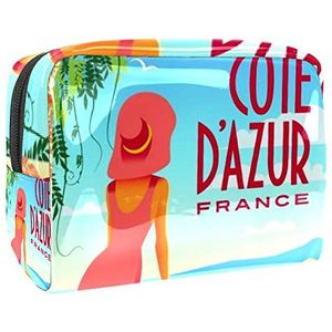 Draagbare make-up tas met rits reizen toilettas voor vrouwen handige opslag cosmetische zakje romantische Frankrijk