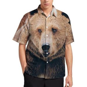 Alberta Grizzly Bear zomer herenoverhemden casual korte mouwen button down blouse strand top met zak S