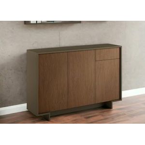 Dmora Aneto Dressoir voor woonkamer, buffet met 3 deuren en 1 lade, 100% Made in Italy, 134 x 35 x 87 cm, bruin en walnoot