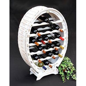 DanDiBo Wijnrek wit wijnvat van hout voor 24 flessen vintage shabby chic landhuis bar flessenstandaard staand wijnstandaard vat
