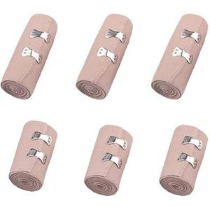 Strehknewen 6 stuks elastische bandage met metalen clips, compressieband, fixeerverband voor knieën, enkels en pols, medische elastische bandage voor sport en blessures