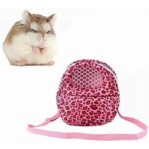 Drie maten draagtas for kleine huisdieren Egel Hamster Muis uitgaande tassen Luipaard draagbare reisrugzak, roze-M (Color : Pink, Size : L(21CMx25CM))