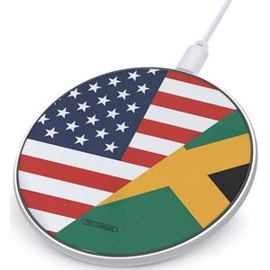 Vlag van Amerikaanse Jamaica Vlag Leuke Oplader Pad 10W Ronde Snel Opladen Stand met Usb Kabel voor Meerdere Model Telefoon