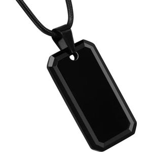 Zwarte Dog Tag Tungsten Carbide Hanger Ketting Aangepaste DIY Kettingen Cadeau voor Mannen Papa Vader 24Inch Ketting