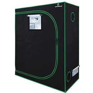 GA Growtent, 120 x 60 x 150 cm (4 x 2), reflecterende Mylar-hydrocultuur, broeikas, waterdichte bodemplaat voor kamerplanten, zwart